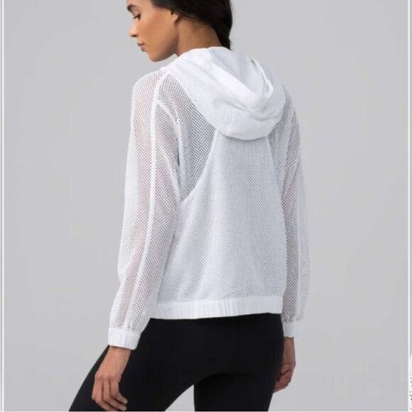 Lululemon Mesh on Mesh White Hooded Jacket - Picture 2 of 8